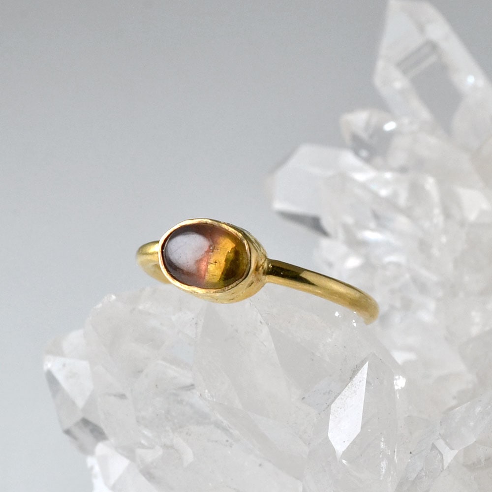 シルバー925(ゴールド仕上げ) サファイア・トルマリン リング