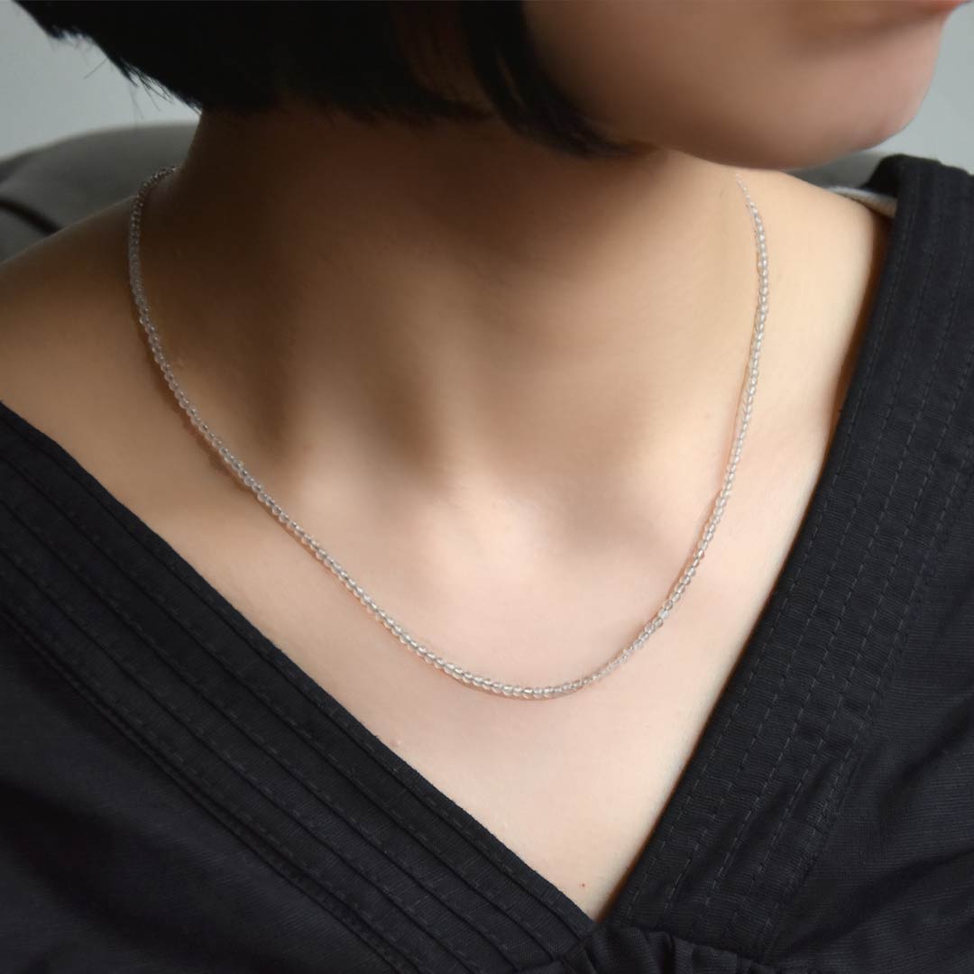 カラーで選ぶラウンドネックレス (2mm)　ローズクォーツ【Fortune Stone Table】