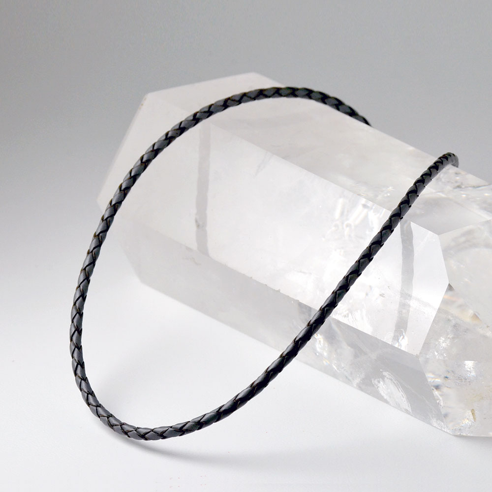 ダークグレイ革紐ネックレス42cm