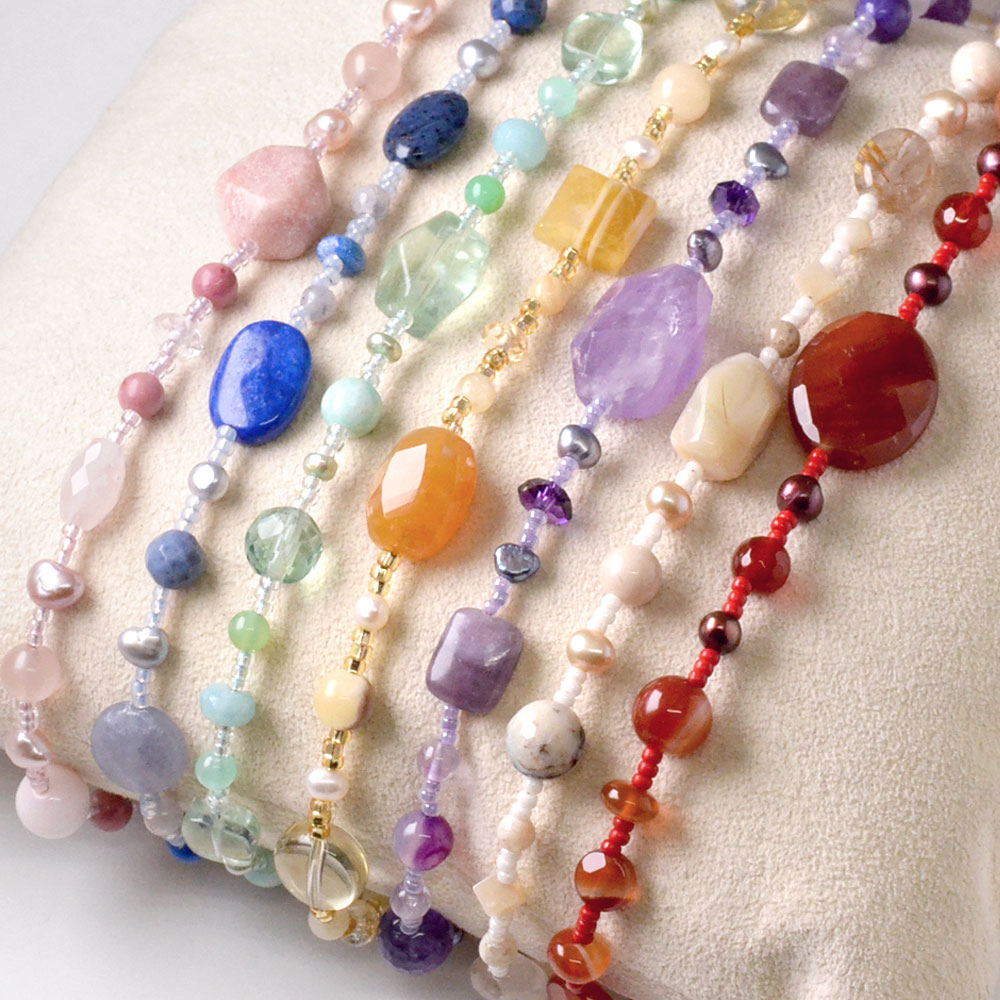 カラーストーン ロングネックレス