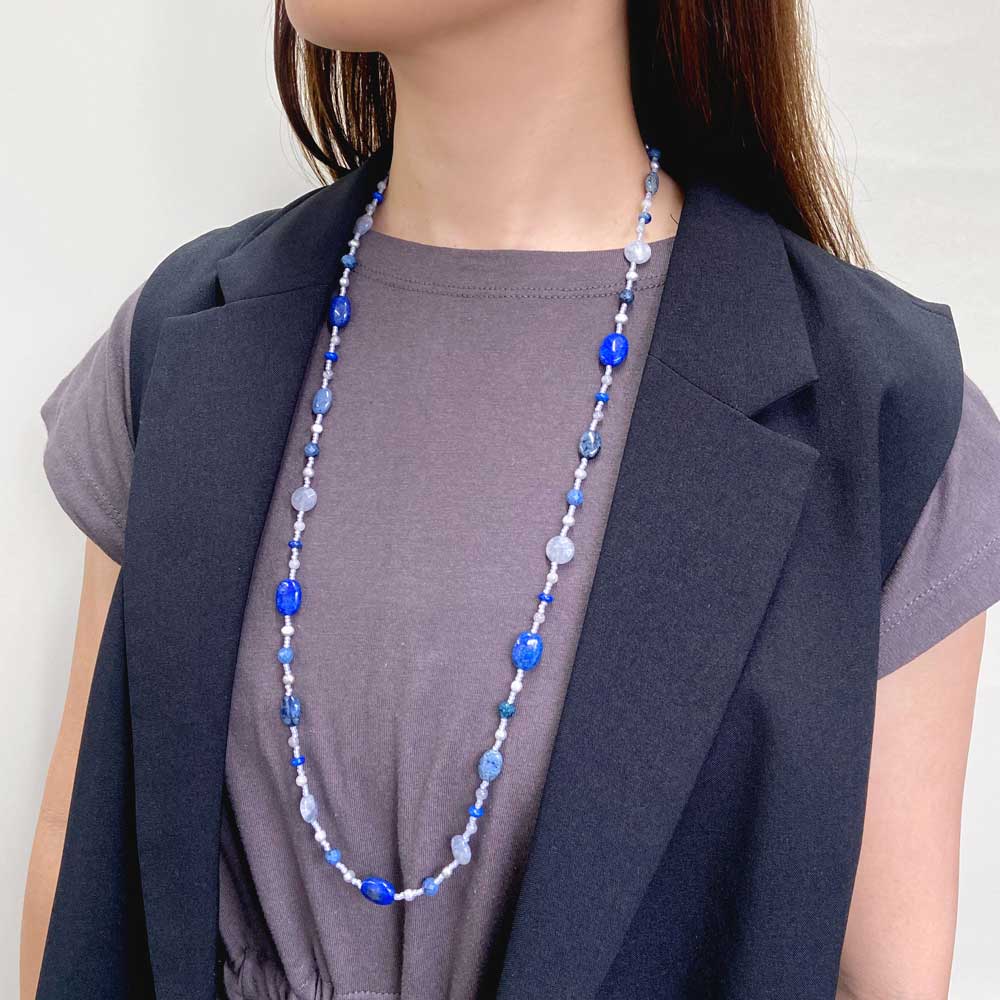 カラーストーン ロングネックレス