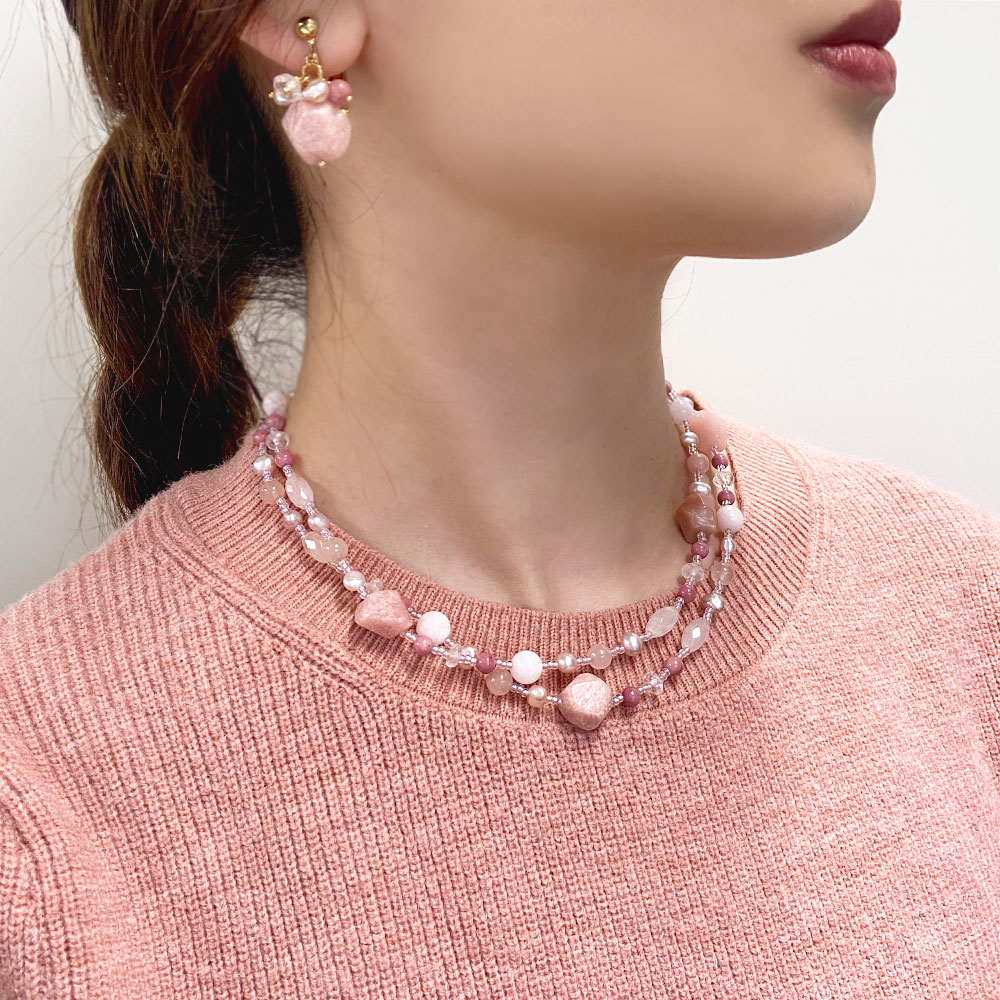 カラーストーン ロングネックレス