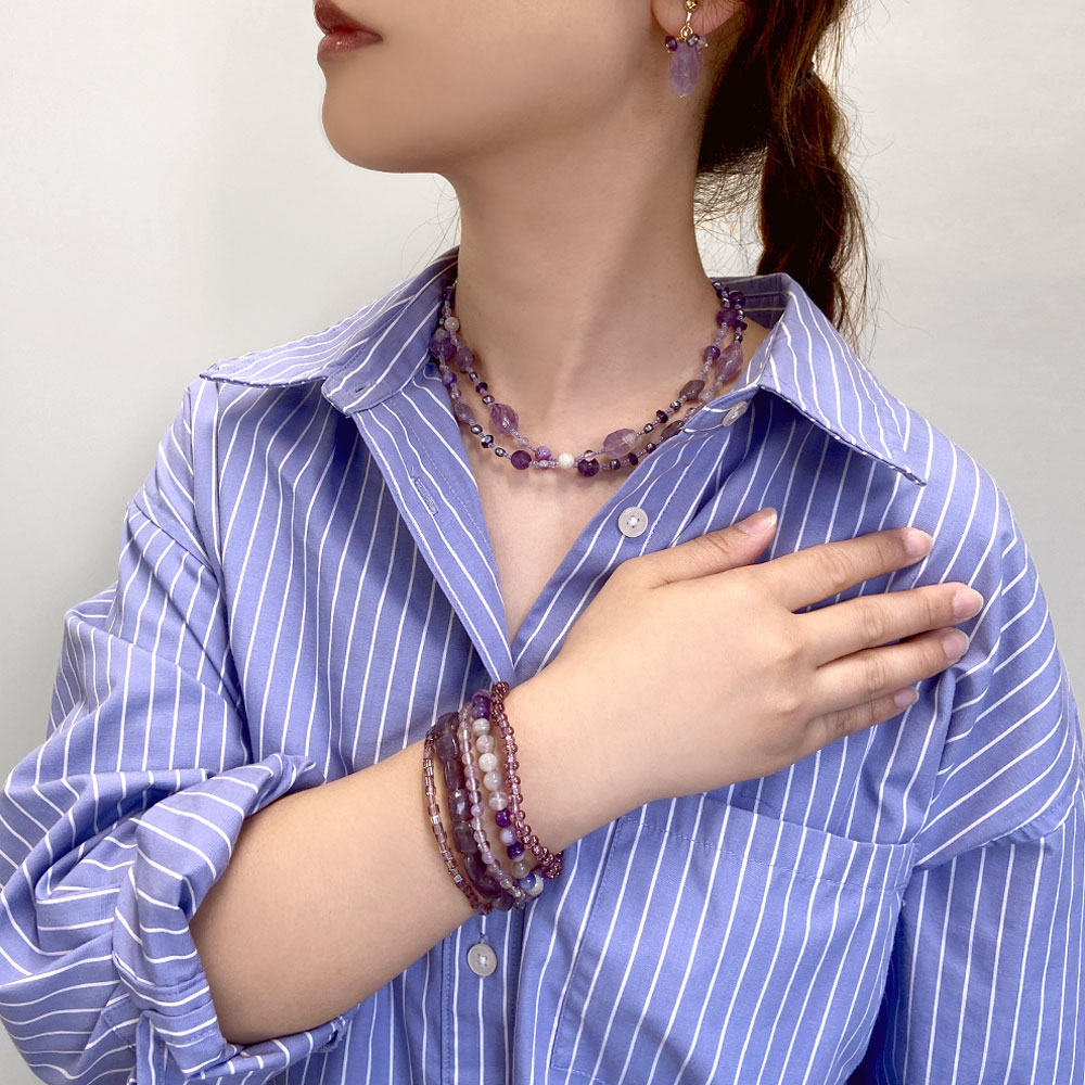 カラーストーン ロングネックレス