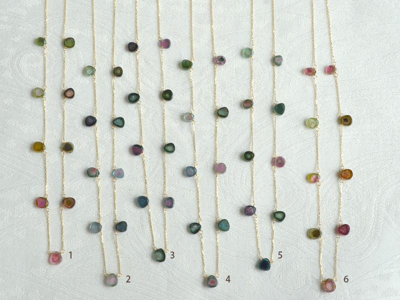 K18 バイカラートルマリン ショートネックレス ( 約45cm )