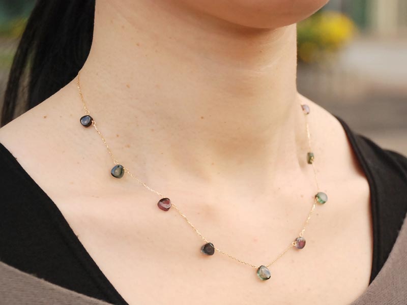 K18 バイカラートルマリン ショートネックレス ( 約45cm )