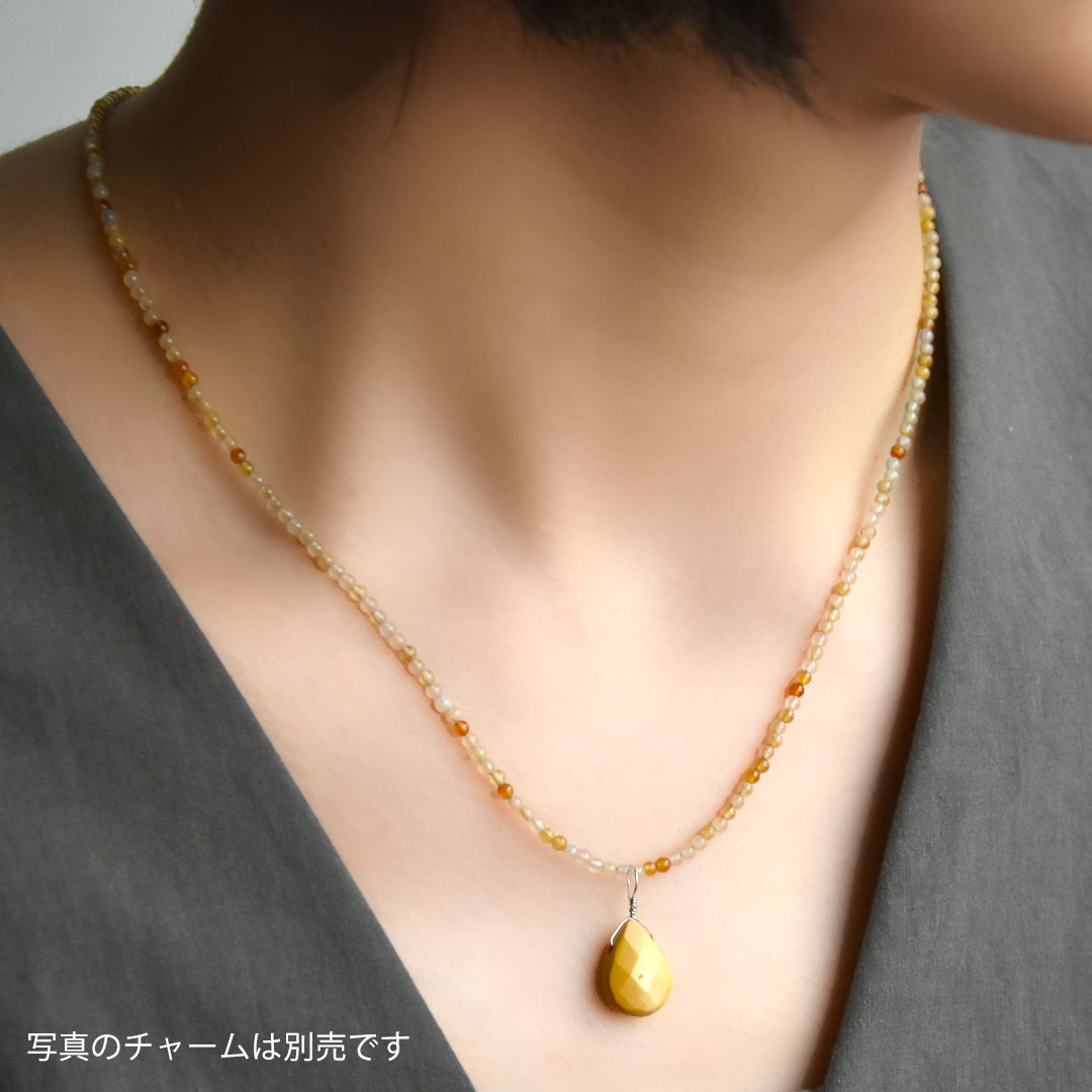 カラーで選ぶラウンドネックレス (2mm)　カーネリアン･ナチュラル【Fortune Stone Table】