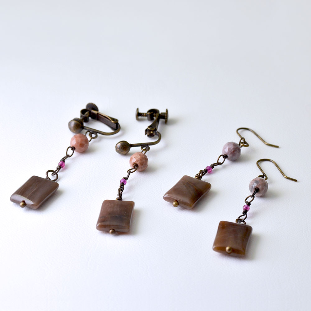 ペトリファイドウッド イヤリング ピアス