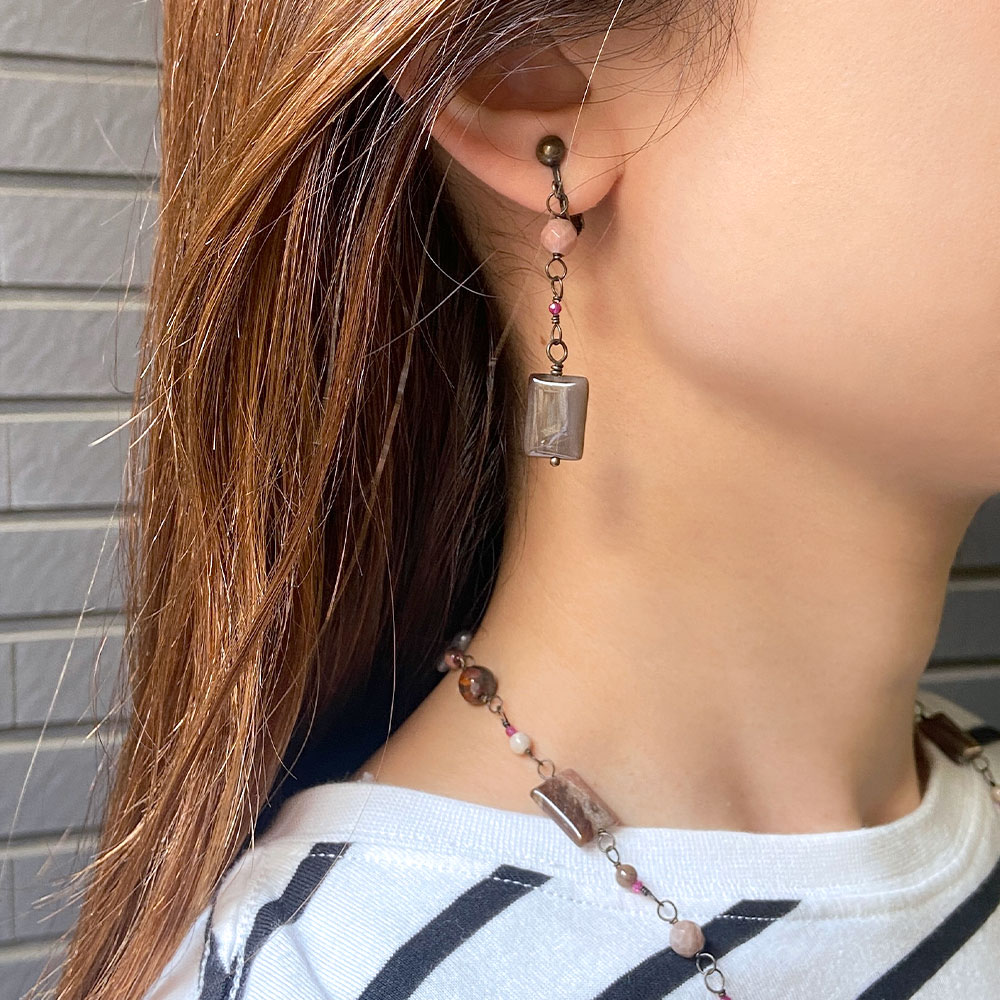 ペトリファイドウッド イヤリング ピアス