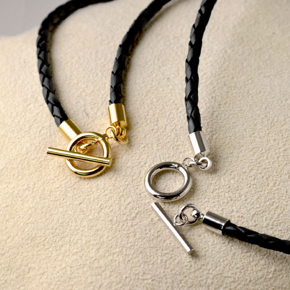 ブラック革紐ネックレス 45cm