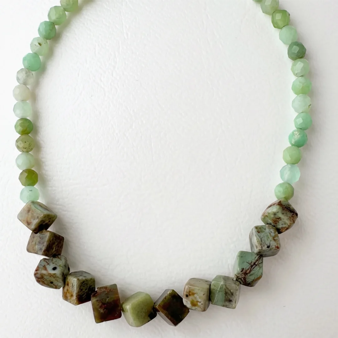 カラーで選ぶコードブレスレット（緑）グリーンクォーツ×クリソプレイズ【Fortune Stone Table】