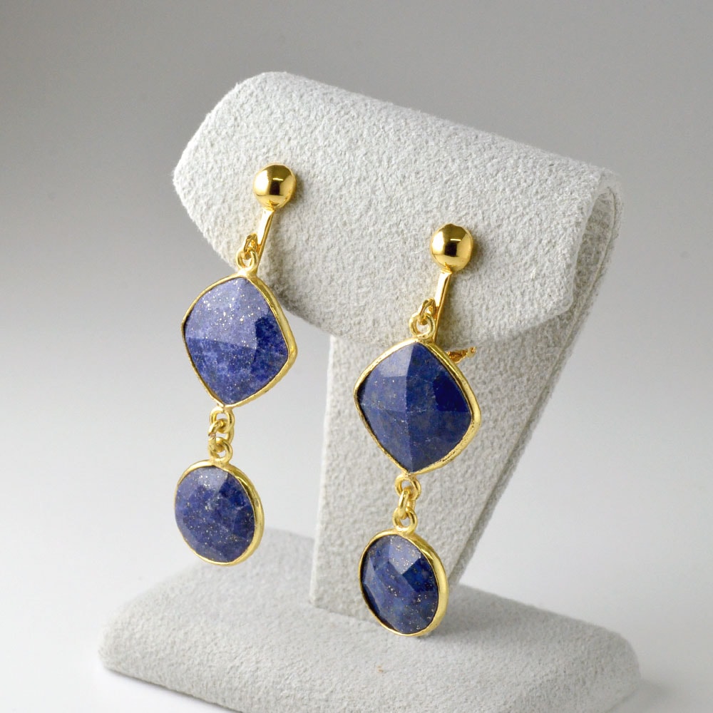 カラーストーン スクエア×コイン イヤリング ピアス