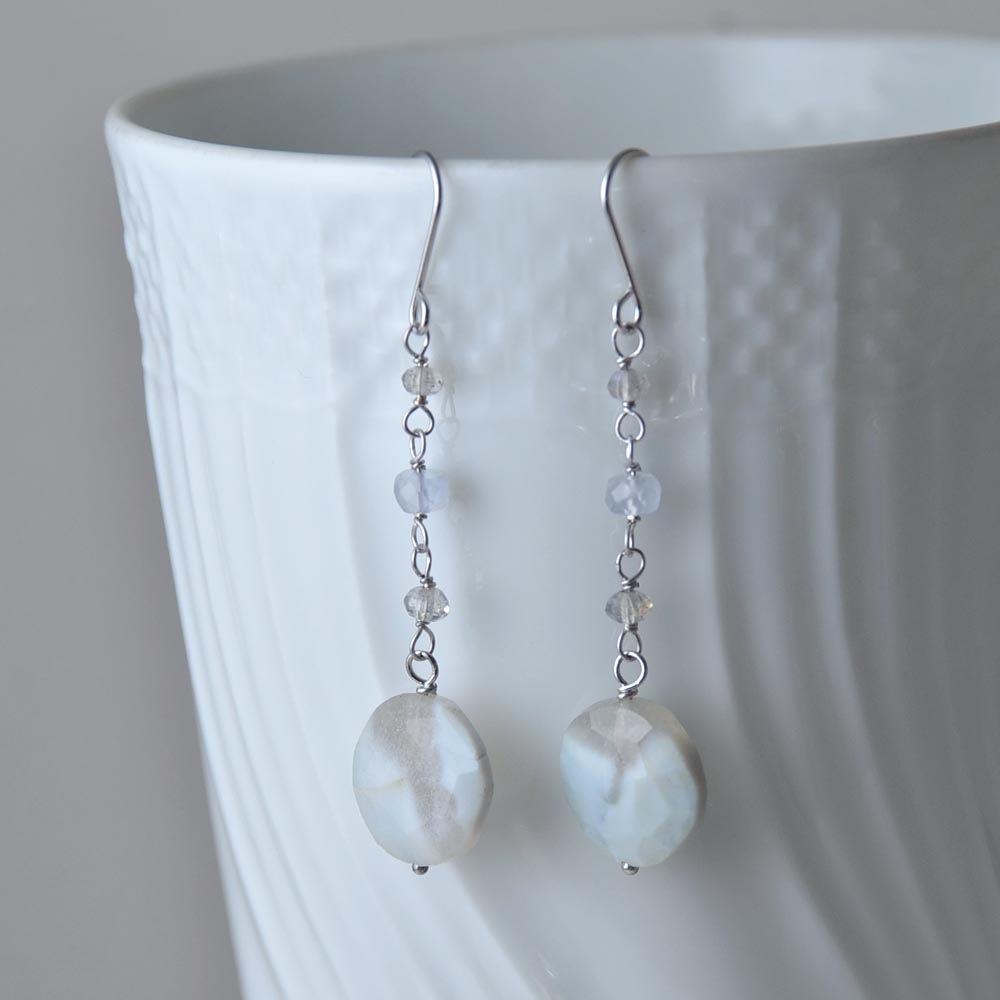 バンデットアゲイト・グレイアゲイト ロングピアス