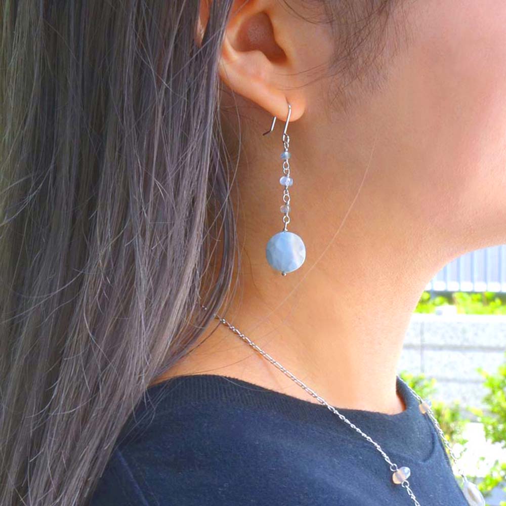 バンデットアゲイト・グレイアゲイト ロングピアス