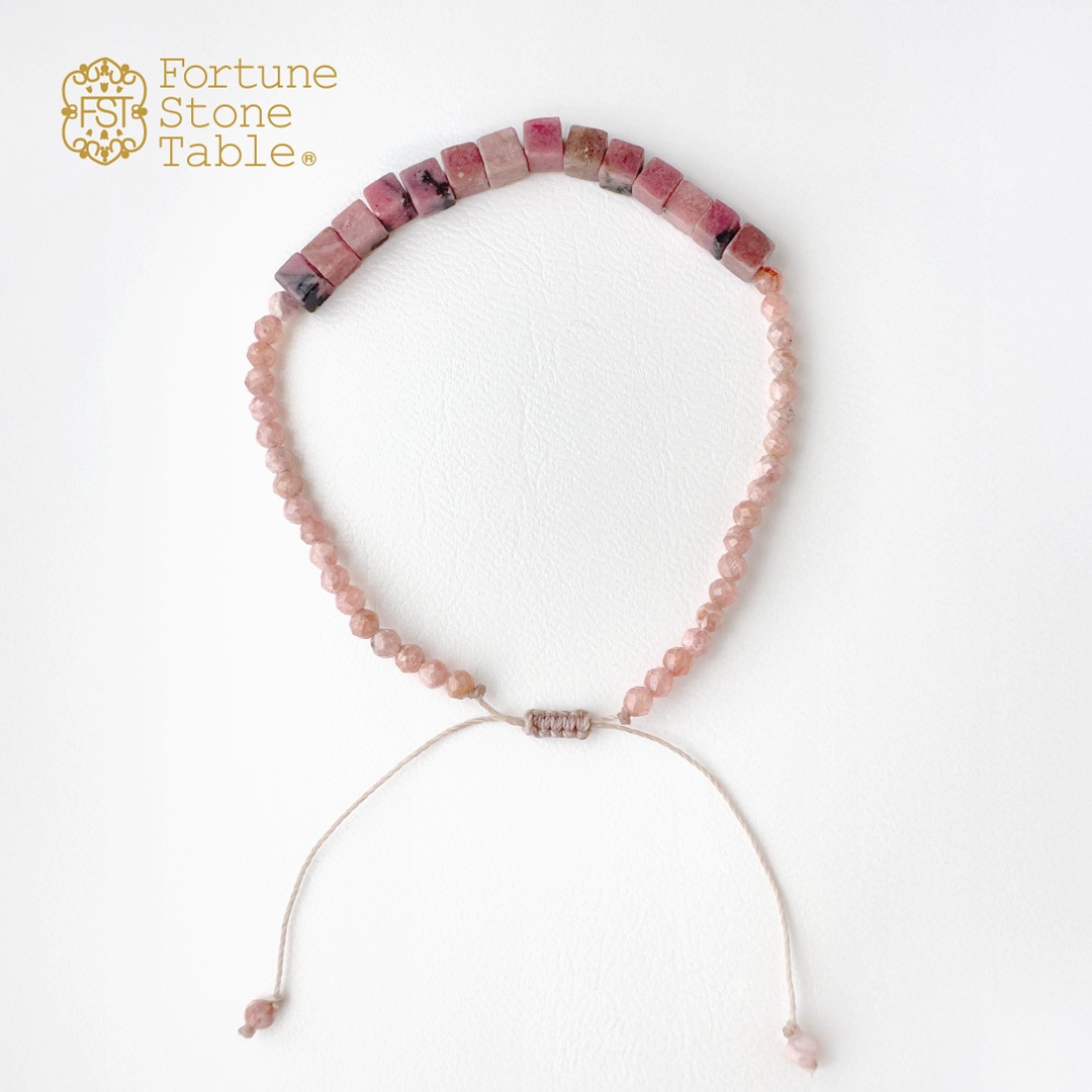 カラーで選ぶコードブレスレット（ピンク）ロードナイト×ロードクロサイト【Fortune Stone Table】