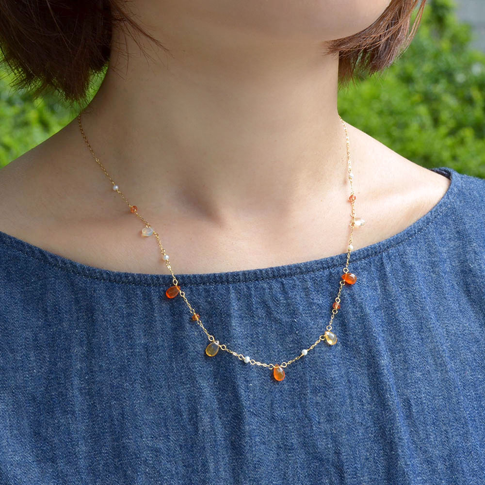 K18 オパール カラーストーン ステーションネックレス | Yukiko Okura