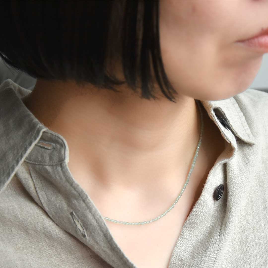 カラーで選ぶラウンドネックレス (2mm)　クリソプレイズ【Fortune Stone Table】