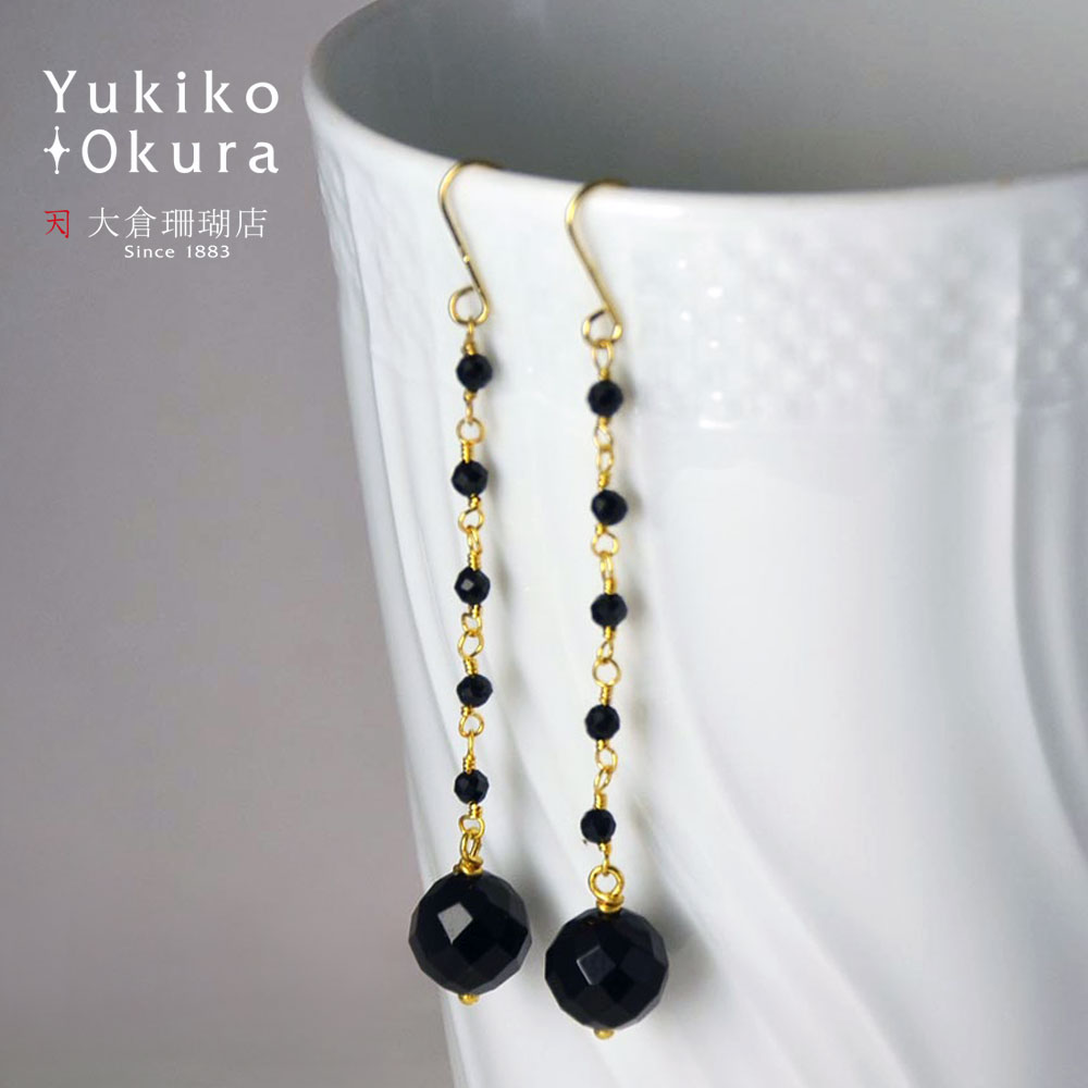 オニキス ロング イヤリング ピアス