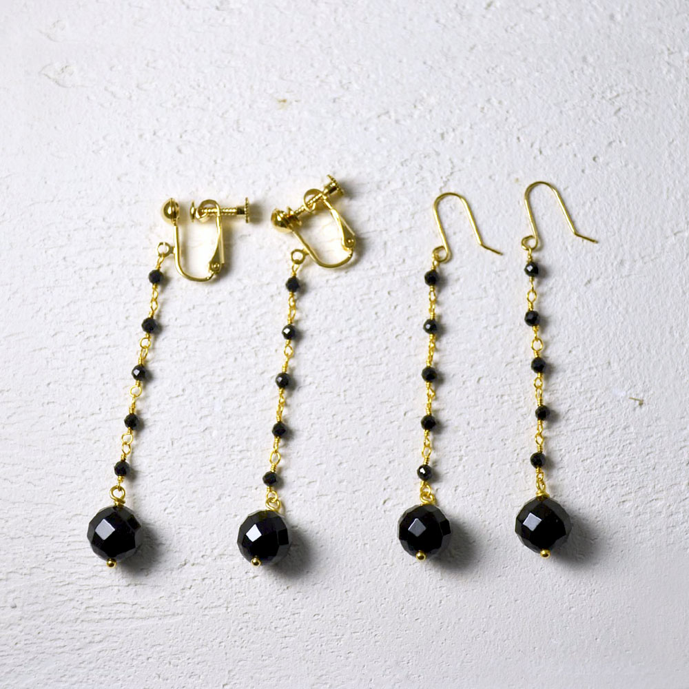 オニキス ロング イヤリング ピアス