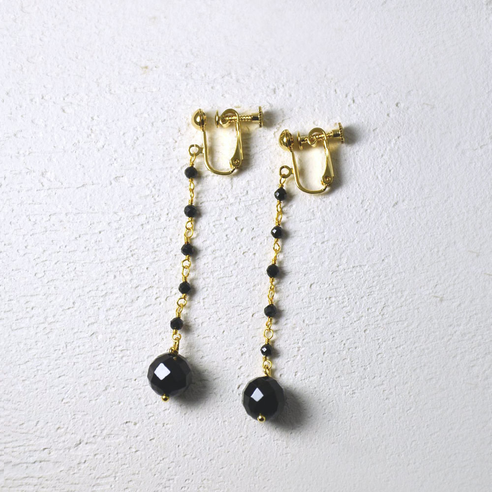 オニキス ロング イヤリング ピアス