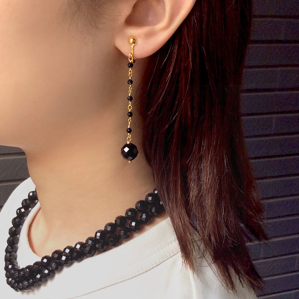 オニキス ロング イヤリング ピアス