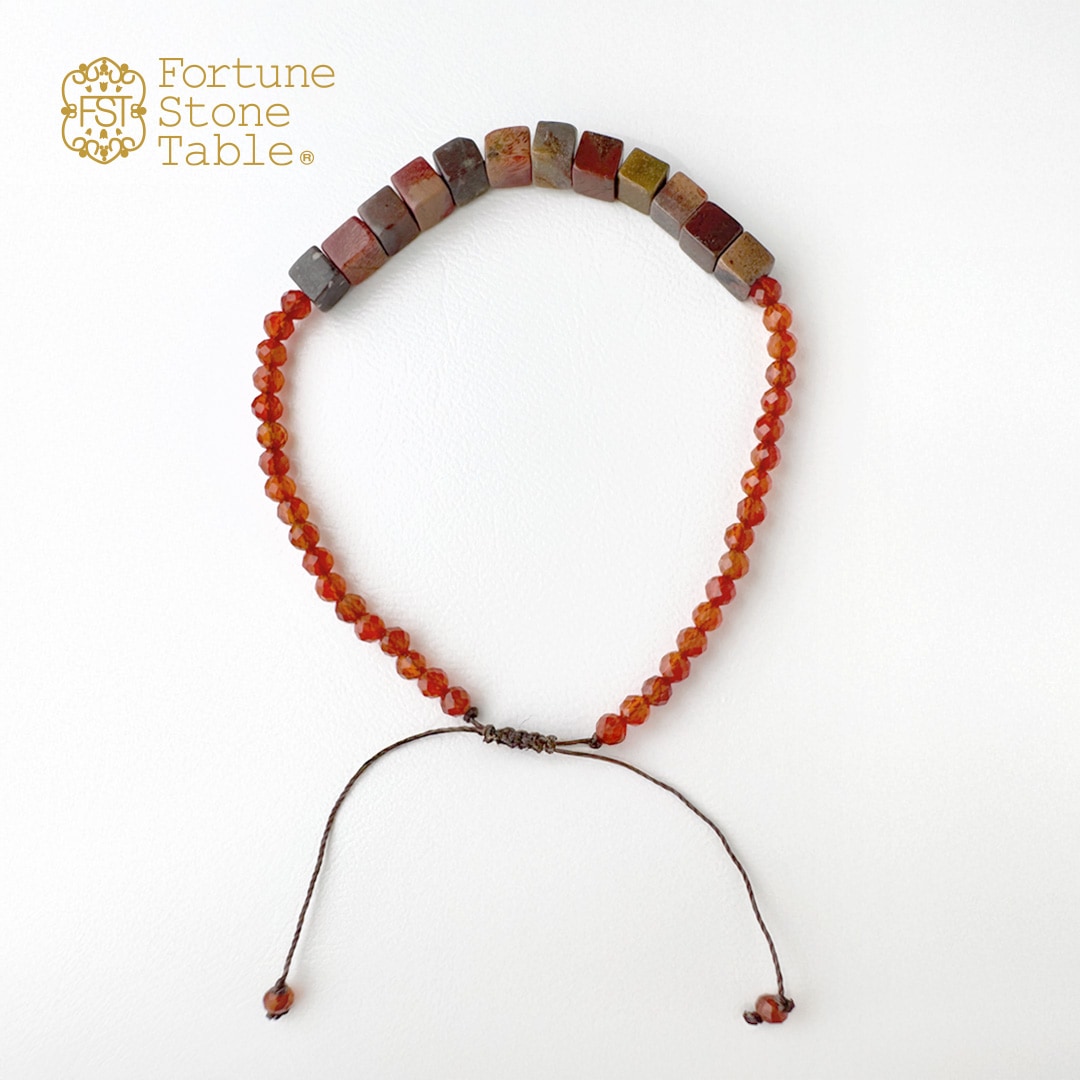 カラーで選ぶコードブレスレット(赤)レッドジャスパー×レッドアゲイト【Fortune Stone Table】