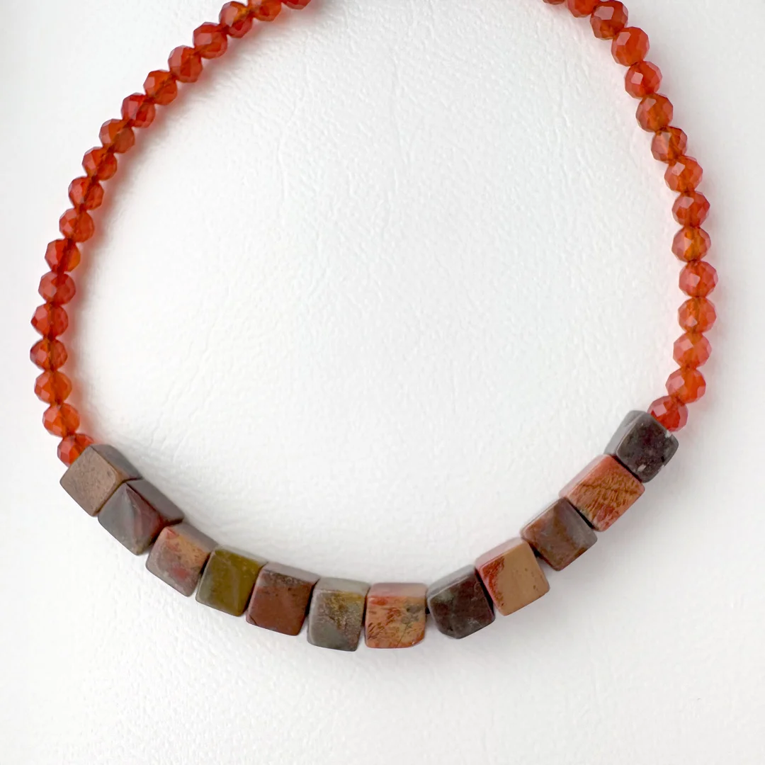 カラーで選ぶコードブレスレット(赤)レッドジャスパー×レッドアゲイト【Fortune Stone Table】