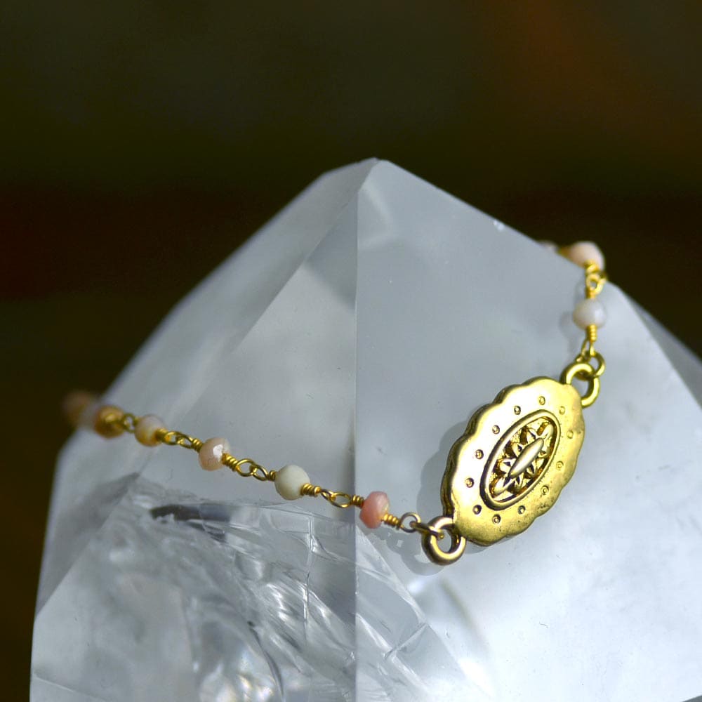 ピンクオパール シャンク巻きブレスレット