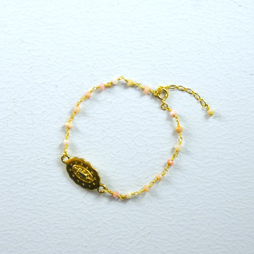 ピンクオパール シャンク巻きブレスレット