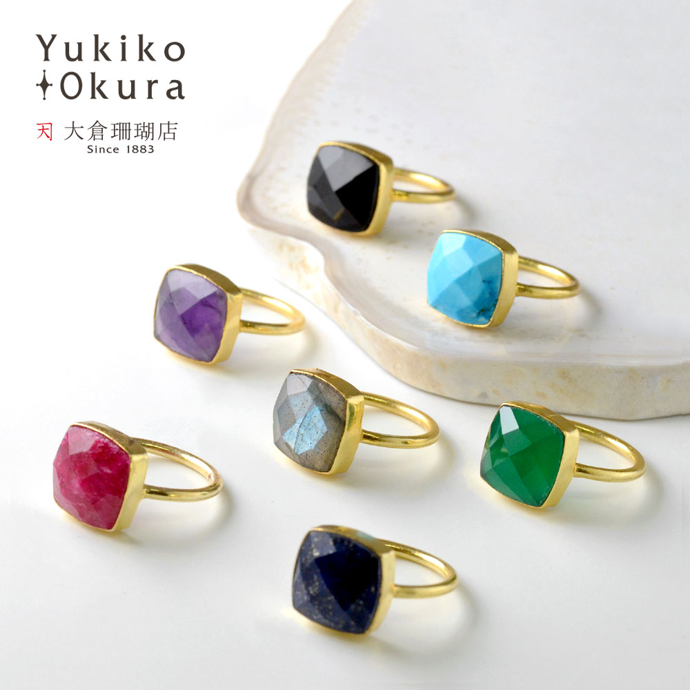 カラーストーン スクエア リング