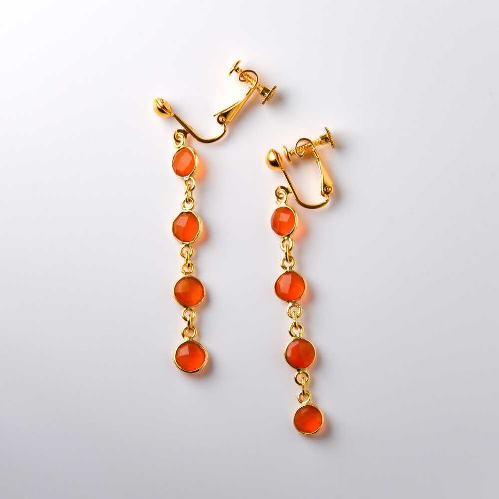 SVストーンベゼルイヤリング･ピアス　カーネリアン　【Fortune Stone Table】