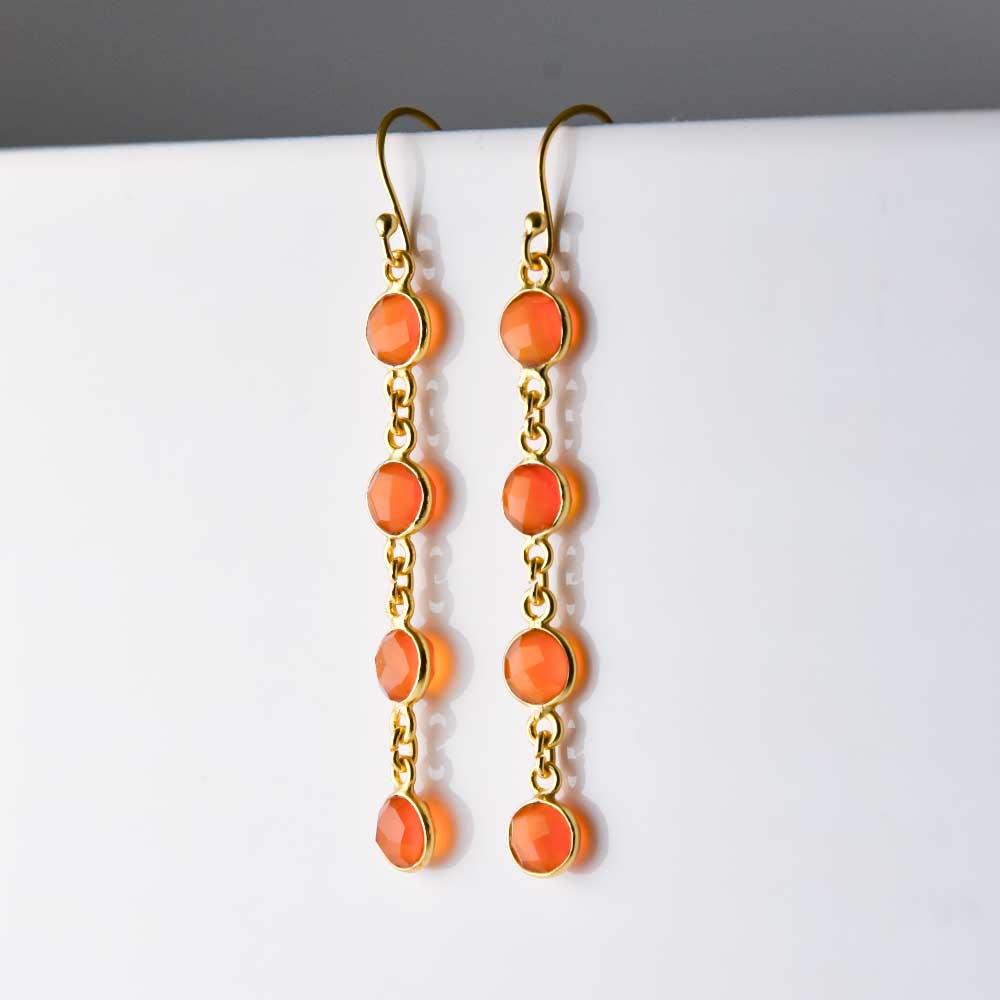 SVストーンベゼルイヤリング･ピアス　カーネリアン　【Fortune Stone Table】