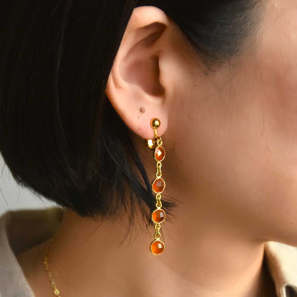 SVストーンベゼルイヤリング･ピアス　カーネリアン　【Fortune Stone Table】