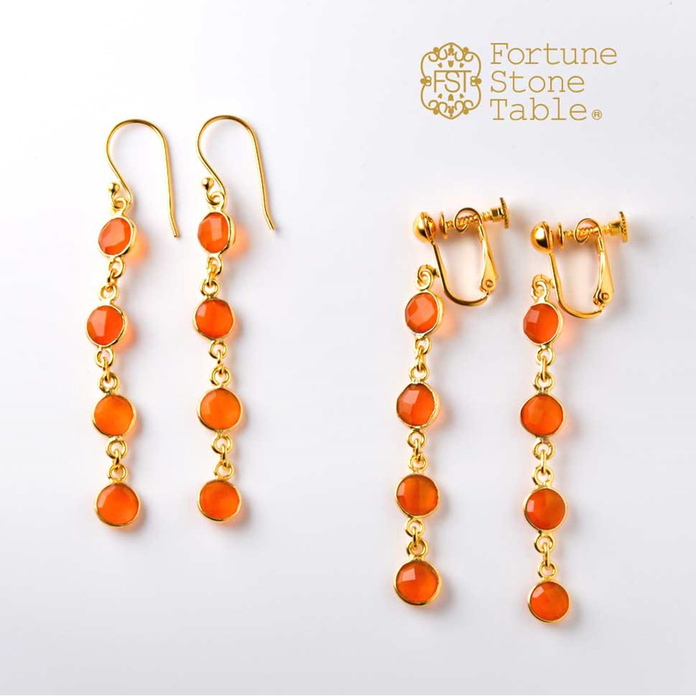 SVストーンベゼルイヤリング･ピアス　カーネリアン　【Fortune Stone Table】