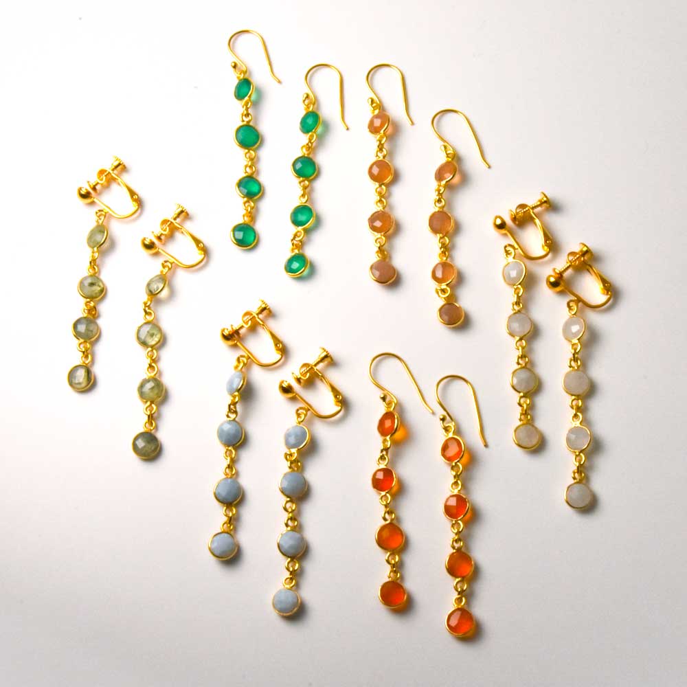 SVストーンベゼルイヤリング･ピアス　カーネリアン　【Fortune Stone Table】