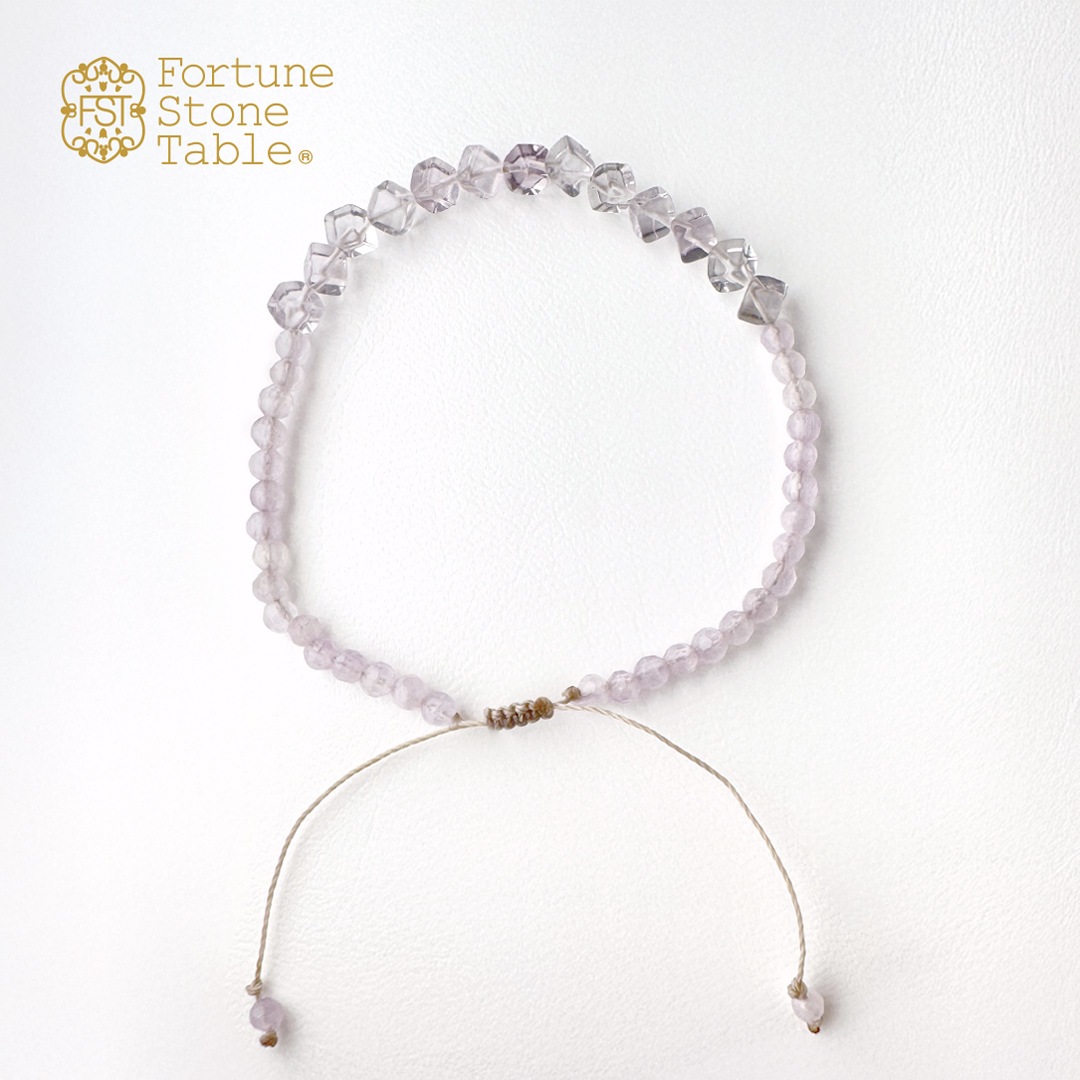 カラーで選ぶコードブレスレット（紫）フローライト×ラベンダーアメシスト【Fortune Stone Table】