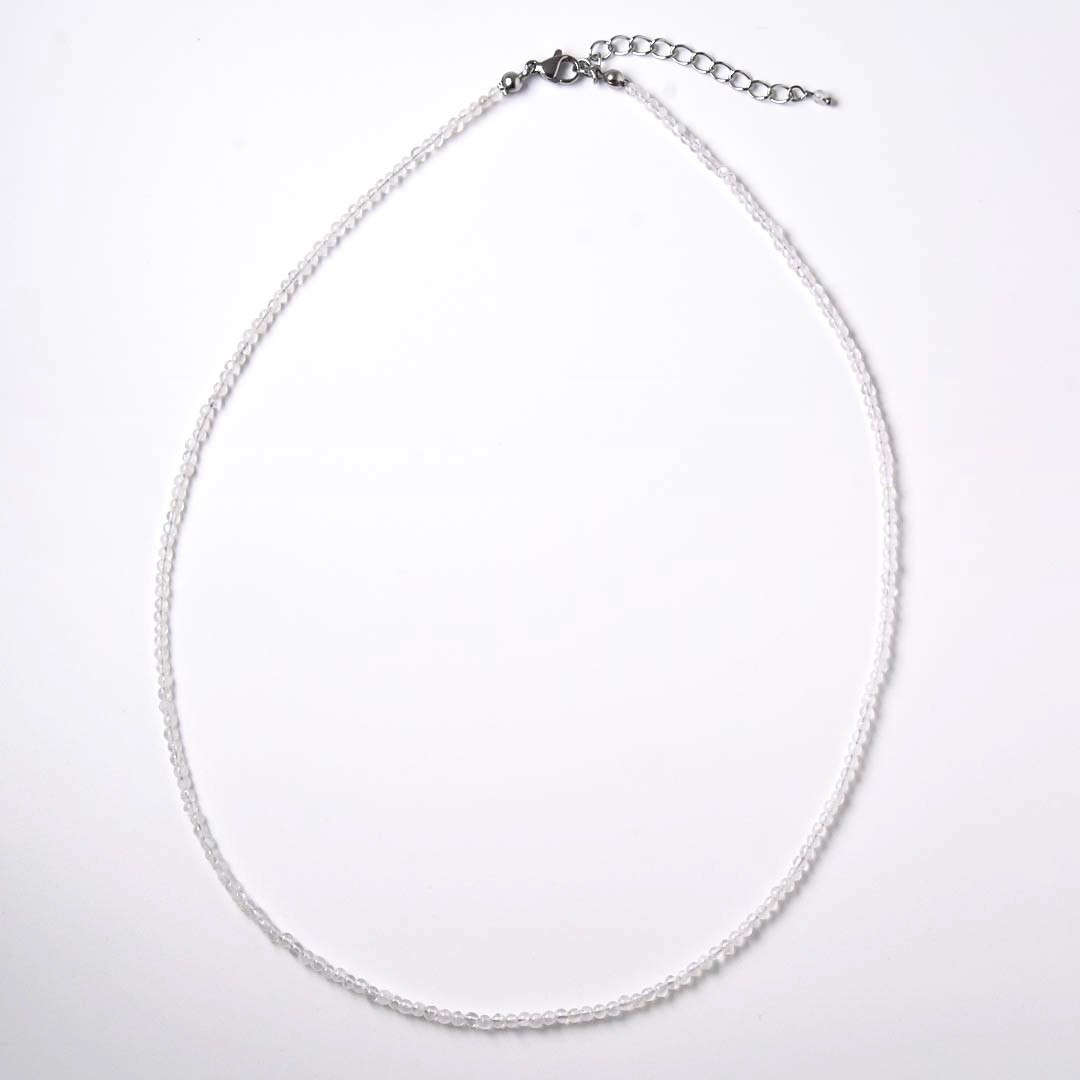 カラーで選ぶラウンドネックレス (2mm)　レインボ－ムーンストーン【Fortune Stone Table】