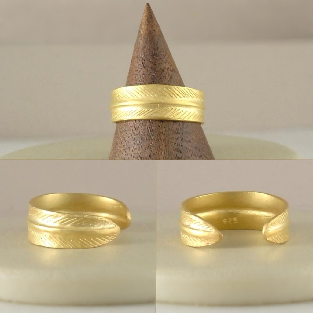SV925(ゴールドカラー) フェザーデザインリング