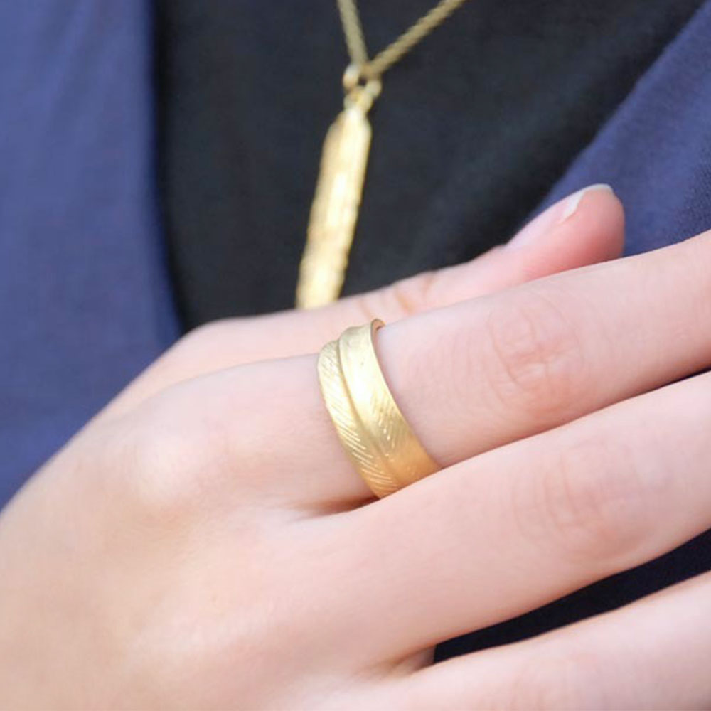 SV925(ゴールドカラー) フェザーデザインリング