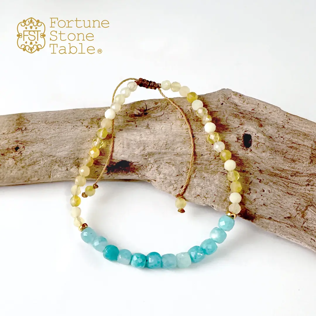 TWOtone stones ブレスレット アマゾナイト×イエローオパール【Fortune Stone Table】