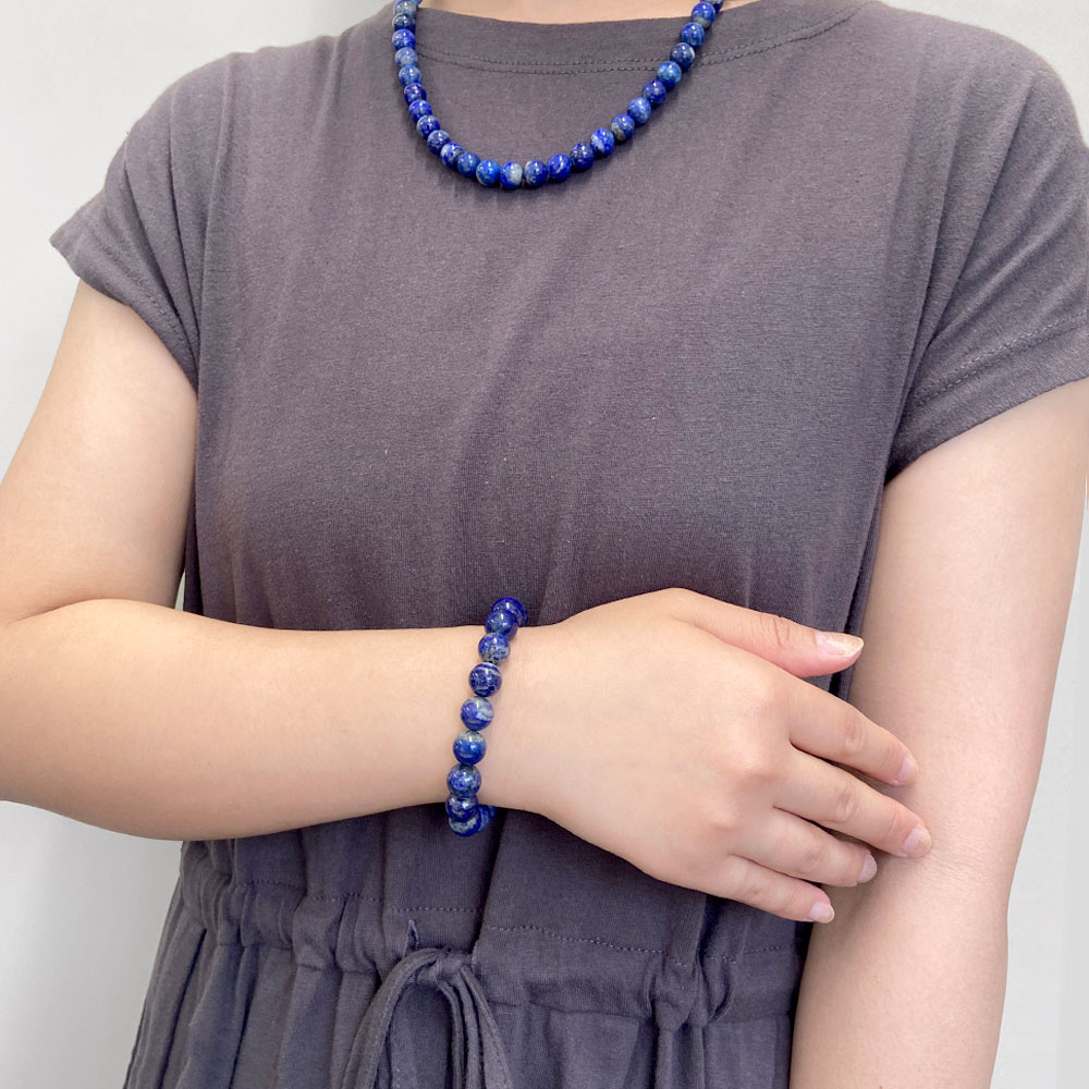 ラピスラズリ ラウンド ベーシックゴムブレス(8mm・10mm)【Basic natural stone】
