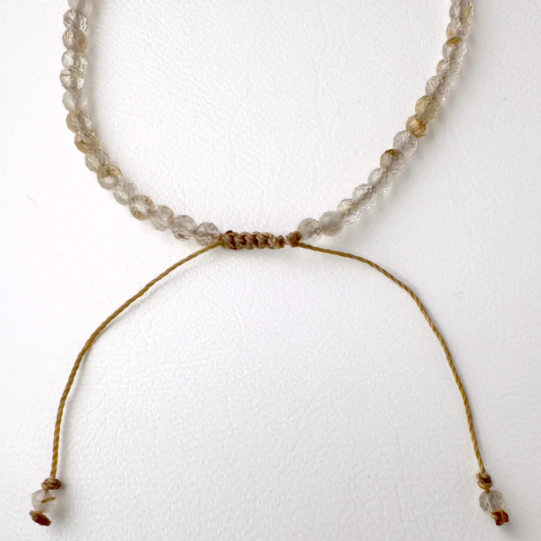 カラーで選ぶコードブレスレット(ベージュ)茶蝶貝×ルチルクォーツ【Fortune Stone Table】