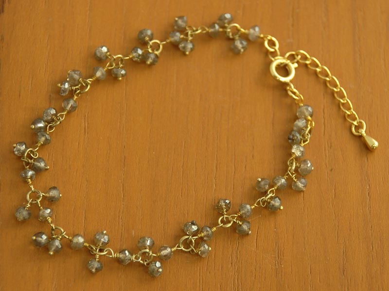 シルバー925 ダーククォーツ チェーン ブレスレット