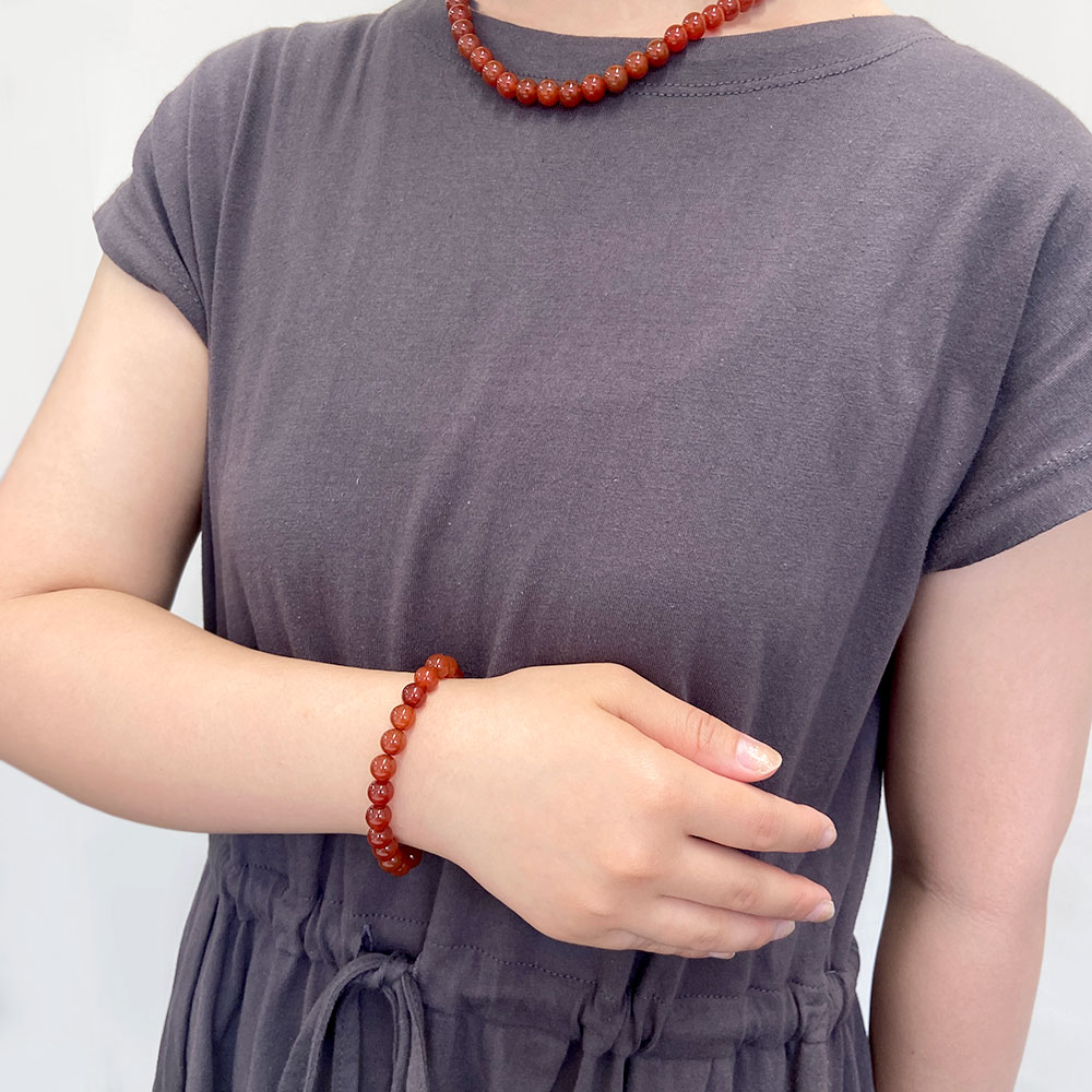 レッドアゲイト ラウンド ベーシックゴムブレス(8mm・10mm)【Basic natural stone】