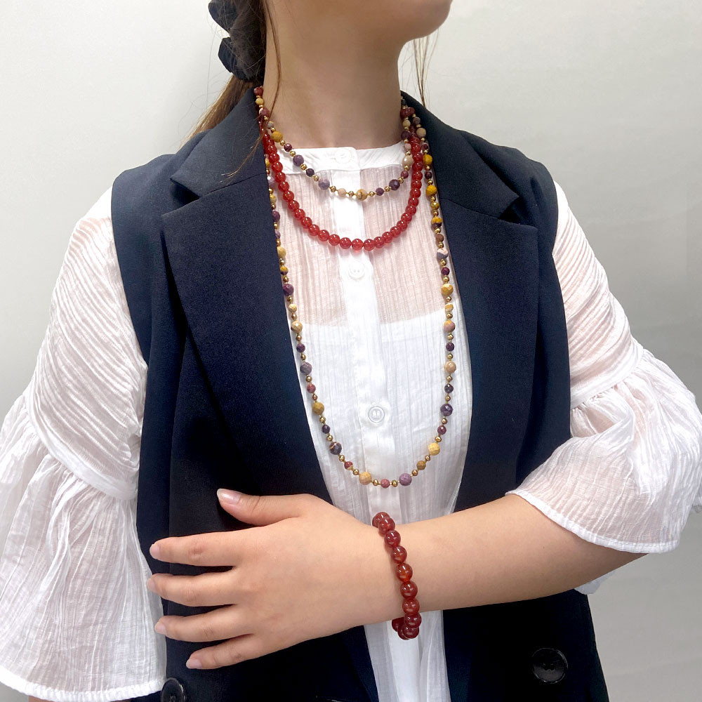 レッドアゲイト ラウンド ベーシックゴムブレス(8mm・10mm)【Basic natural stone】