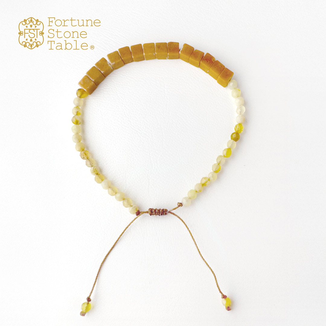 カラーで選ぶコードブレスレット（黄）イエロージェイド×イエローオパール【Fortune Stone Table】