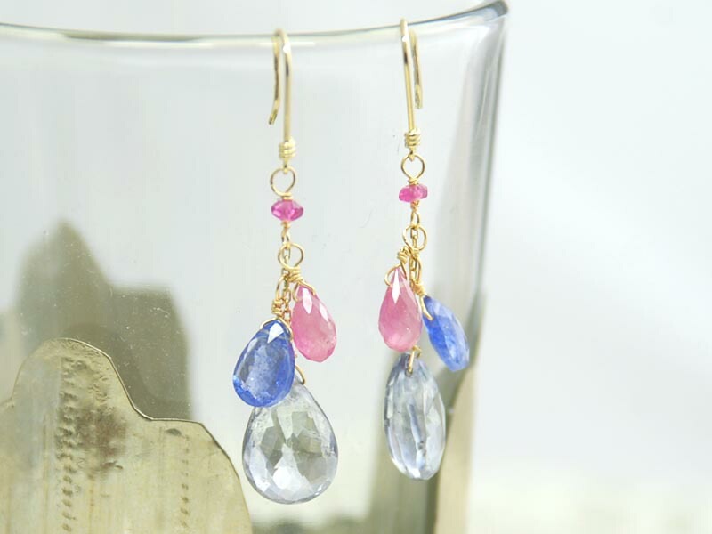 K18 グレートパーズ タンザナイト サファイア イヤリング ピアス