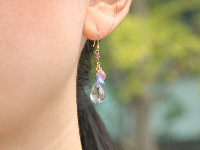 K18 グレートパーズ タンザナイト サファイア イヤリング ピアス