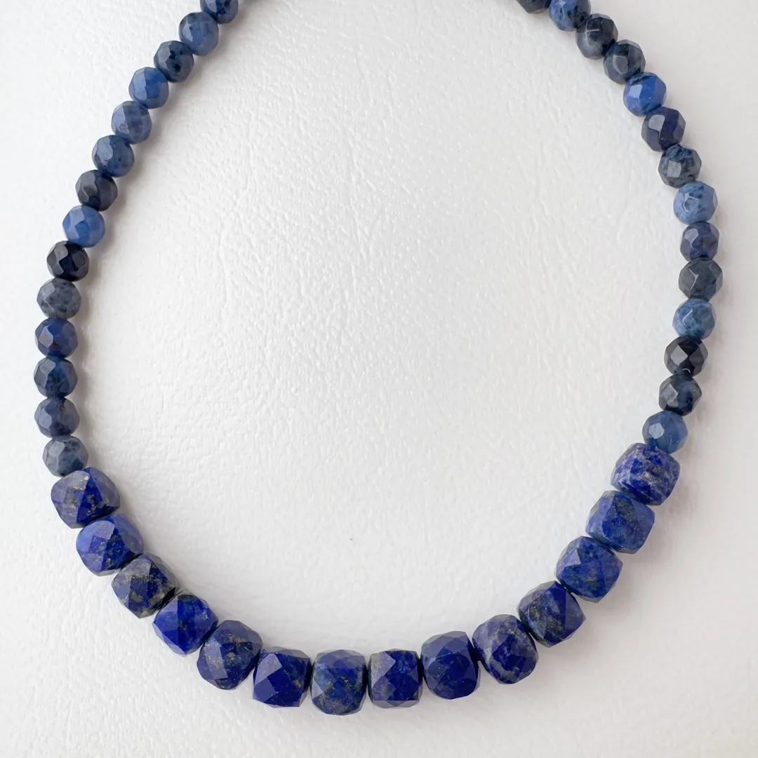 カラーで選ぶコードブレスレット（青）ラピス×ドモルティライト【Fortune Stone Table】