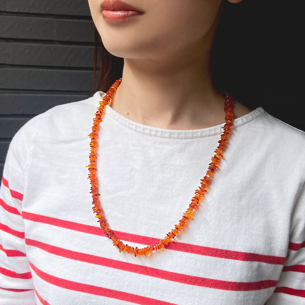 琥珀 サザレセミロングネックレス | Yukiko Okura,ネックレス | Yukiko