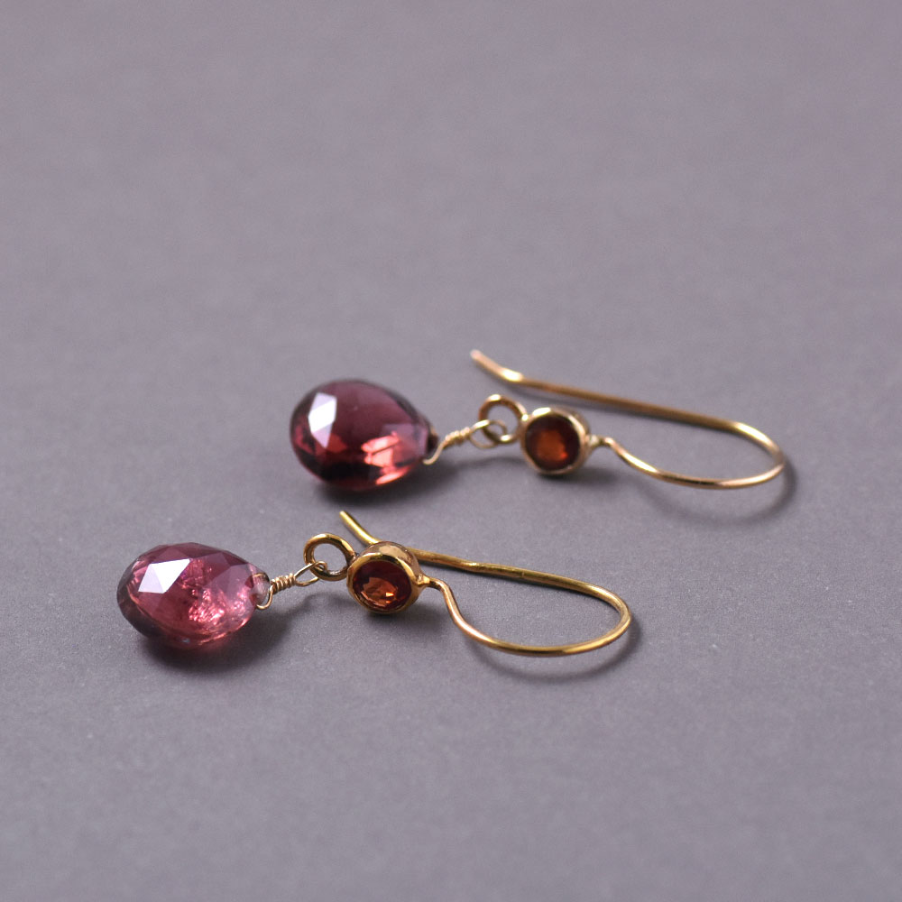 K18 レッドサファイア トルマリン ピアス